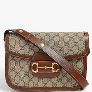Selfridges官网 Gucci 1955 Horsebit Canvas马鞍包热卖