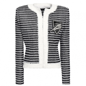 Balmain Appliquéd 短款条纹夹克