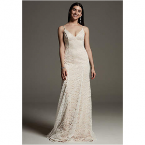 White by Vera Wang V-Neck Floral Lace Slip Dress