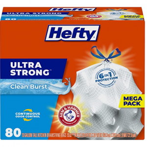 Hefty 厨房垃圾袋,清新味,13加仑,80个