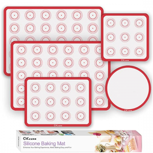 OKeanu 可重复使用硅胶不粘烘焙垫 超值5片装 @ Amazon