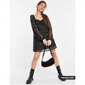 ASOS DESIGN 黑色花卉连衣裙