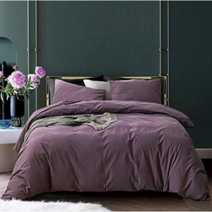 ECOCOTT Lilac Purple Duvet Cover Queen, 100% Washed Cotton 3 Piece set $20.57