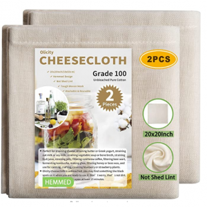 Olicity 未漂白纯棉滤布20x20inch 2片 @ Amazon