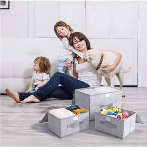 DIMJ 掀盖储物箱3个装，浅灰色 @ Amazon