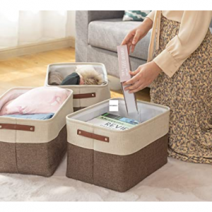 VK Living 大号可折叠布艺收纳筐 3个 @ Amazon