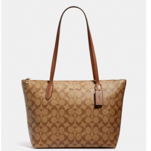 60% Off Coach Zip Top Tote In Signature Canvas @ Coach Outlet