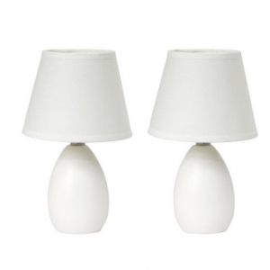 Simple Designs 迷你椭圆形陶瓷台灯 2 件套 白色款 @ Walmart