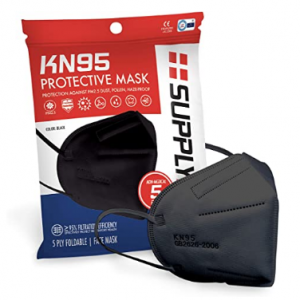SupplyAID RRS-KN95-5PK KN95 Face Mask, 5 Pack, Black @ Amazon