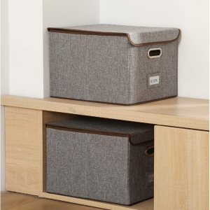 Baseshop 带盖可折叠储物箱 2个装，灰色 @ Amazon