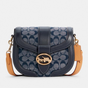 Extra 25% Off Coach Georgie Saddle Bag In Signature Chambray @ Coach Outlet