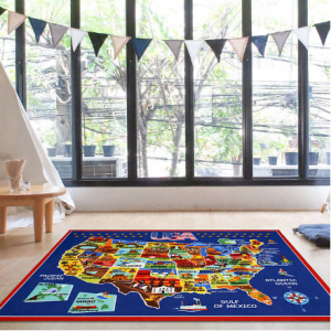 Smithsonian 兒童益智早教遊戲毯,美國地圖圖案,2.38 x 3米 @ Costco 