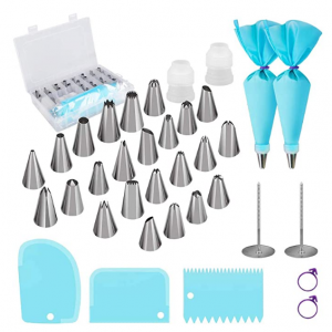 OKeanu 蛋糕裱花工具37件 裱花嘴、硅胶裱花袋、刮刀套装 @ Amazon