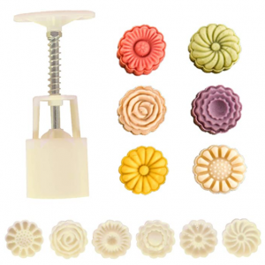 Cocaburra 手压式花朵造型冰皮月饼模具 6个图案 @ Amazon