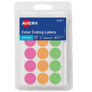 Avery 圆形彩色标签贴纸 315个 @ Amazon