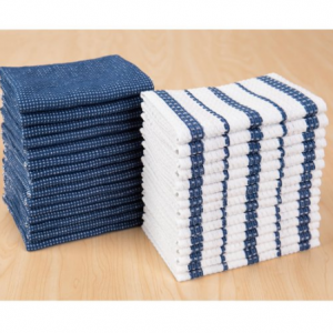 Mainstays 30 Pack 100% Cotton Waffle Dishcloths, Blue and Blue Stripe @ Walmart