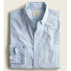 J.crew 男士纯棉条纹长袖衬衣 秋季必备