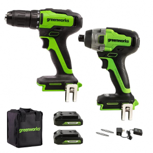 Greenworks 24V 无线电钻+电动螺丝刀套装 带2块充电电池 @ Amazon