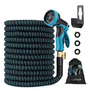 LYHOPE 50ft 可伸缩花园水管 附送9功能洒水喷头 @ Amazon