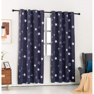 Anjee 星星卧室3层遮光窗帘 2片装 海军蓝 52"x 95" @ Amazon