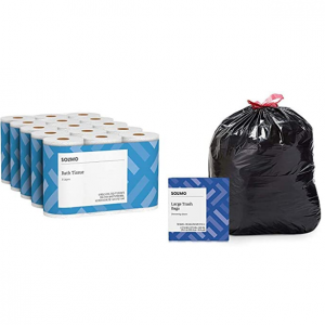 Solimo 卫生纸30卷 每卷350张 + 30加仑垃圾袋 50个 套装 @ Amazon