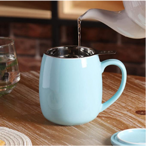 Peace Home 17.5oz带不锈钢茶滤陶瓷茶杯 多色可选 @ Amazon
