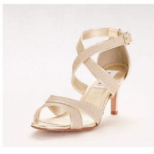 David's Bridal Glitter Crisscross Strap Mid-Heels