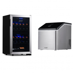 NewAir 28个双区独立式葡萄酒冰箱和台面式透明制冰机组合套装