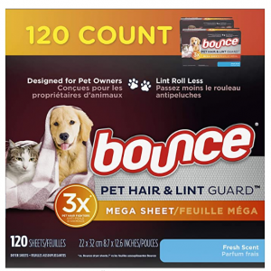 Bounce 清香衣物烘幹紙120張 去除寵物毛發和棉絨 @ Amazon