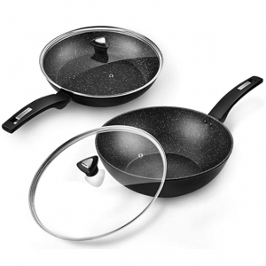 KOCH SYSTEME CS 11''+12'' 不粘锅2件套 带锅盖 @ Amazon