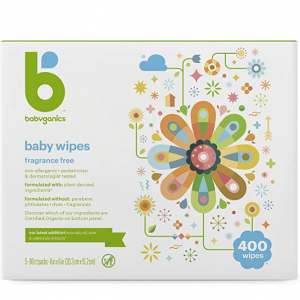 Babyganics Unscented Diaper Wipes , 400 Count, (5 Packs of 80) @ Amazon