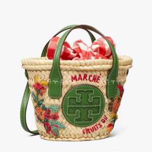30% Off Tory Burch Ella Embroidered Straw Micro Basket