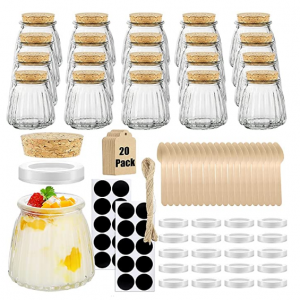 5折！Folinstall 带盖小玻璃罐、酸奶布丁罐 20个装 4oz @ Amazon