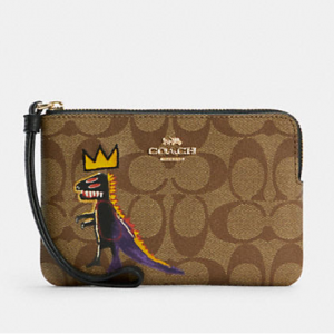 60% Off Coach X Jean Michel Basquiat Corner Zip Wristlet In Signature Canvas @ Coach Outlet