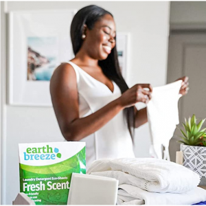 Earth Breeze Liquidless Laundry Detergent Sheets - Fresh Scent - No Plastic (60 Loads) 30 Sheets