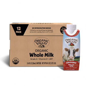 Organic Valley Whole Shelf Stable Milk, Resealable Cap, 8 Oz, Pack of 12 @ Amazon