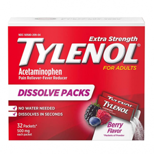 Tylenol Extra Strength Dissolve Packs with Acetaminophen for Pain & Fever, Berry, 32 ct @ Amazon