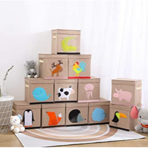 YueYue Foldable Animal Cube Toy Storage Bins with Lids,12.5 inch @ Amazon
