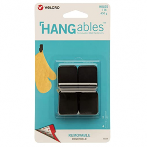 VELCRO Brand HANGables Removable Wall Hooks, Small, Holds 1 lb, Black, 2-Pack @ Amazon