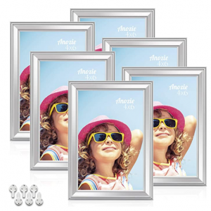 Anozie 简约细边玻璃相框 4x6" 6件装 带挂画钉子 @ Amazon