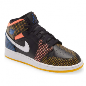 Nordstrom官网 Nike Air Jordan 1 Mid 彩色网格大童款运动鞋热卖