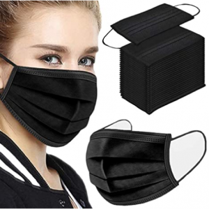 NNPCBT 100PCS 3 Ply Black Disposable Face Mask Filter Protection Face Masks @ Amazon