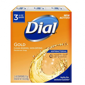 Dial Antibacterial Deodorant Bar Soap, 4oz Each, Pack of 3 Gold Bars @ Amazon