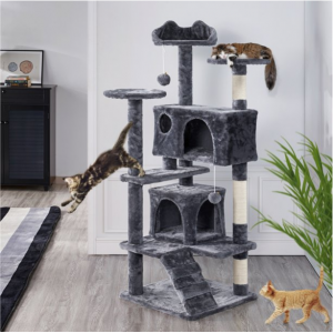 SmileMart 54.5" Double Condo Cat Tree with Scratching Post Tower, Dark Gray @ Walmart