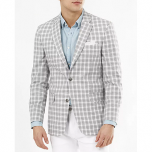 Tommy Hilfiger Men's Modern-Fit Tan & Gray Plaid Blazer $35.99 shipped