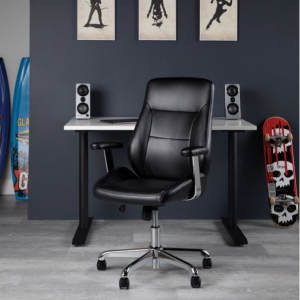 OFM Office Chair, Mid Back Leather Task Chair, in Black (730-L-BLK) @ Walmart