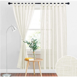 RYB HOME 亚麻质感透明窗帘 2片 52 x 72英寸 @ Amazon