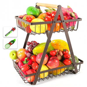 Hokyzam 双层金属水果篮收纳篮 @ Amazon