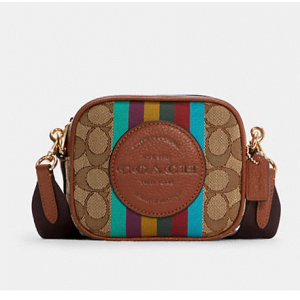 50% Off Mini Dempsey Camera Bag In Signature Jacquard With Stripe And Coach Patch @ Coach Outlet