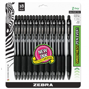 Zebra Pen Z-Grip Retractable Ballpoint Pen, Medium Point, 1.0mm, Black Ink, - 18 Pieces @ Amazon